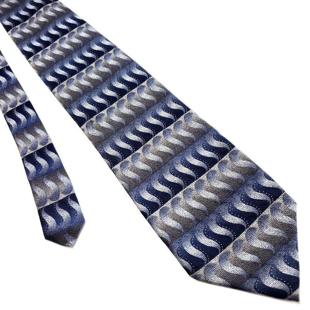 Bergamo New‎ York Blue Gray Silk Tie Woven Regimental